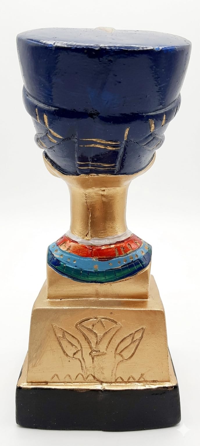 Generico Busto decorativo de la reina Nefertiti, estatua artesanal de yeso pintado, multicolor con detalles egipcios, fabricado en Egipto