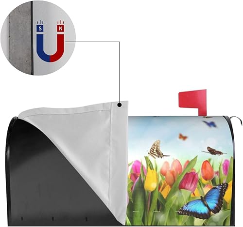 Miniatura 29 de Funda magnética impermeable para buzón de buzón de flores rústicas, pájaros y mariposas, decoración de buzón de 21 x 18 pulgadas Flores Rústicas
