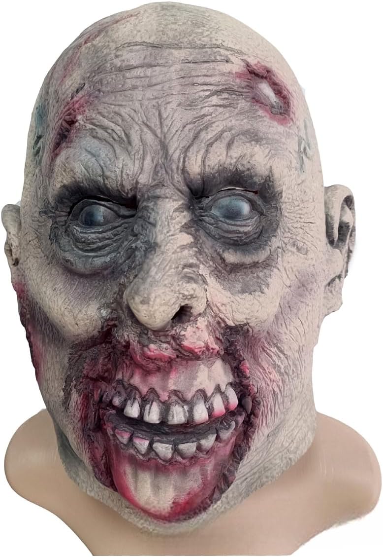 Halloween Realistic Latex Zombie Vampire Full Head Mask - Terrifying Haunted House and Escape Room Prop