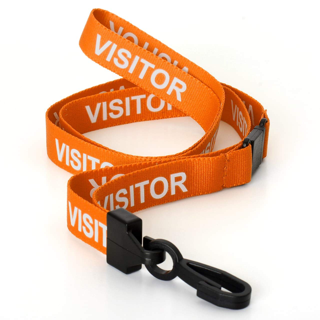 Ckb Ltd Orange Visitor Lanyards Breakaway Safety Lanyard Neck Strap Swivel Plastic Clip For Id Card Holder - Pull Quick Release Design (Pack Of 50, )