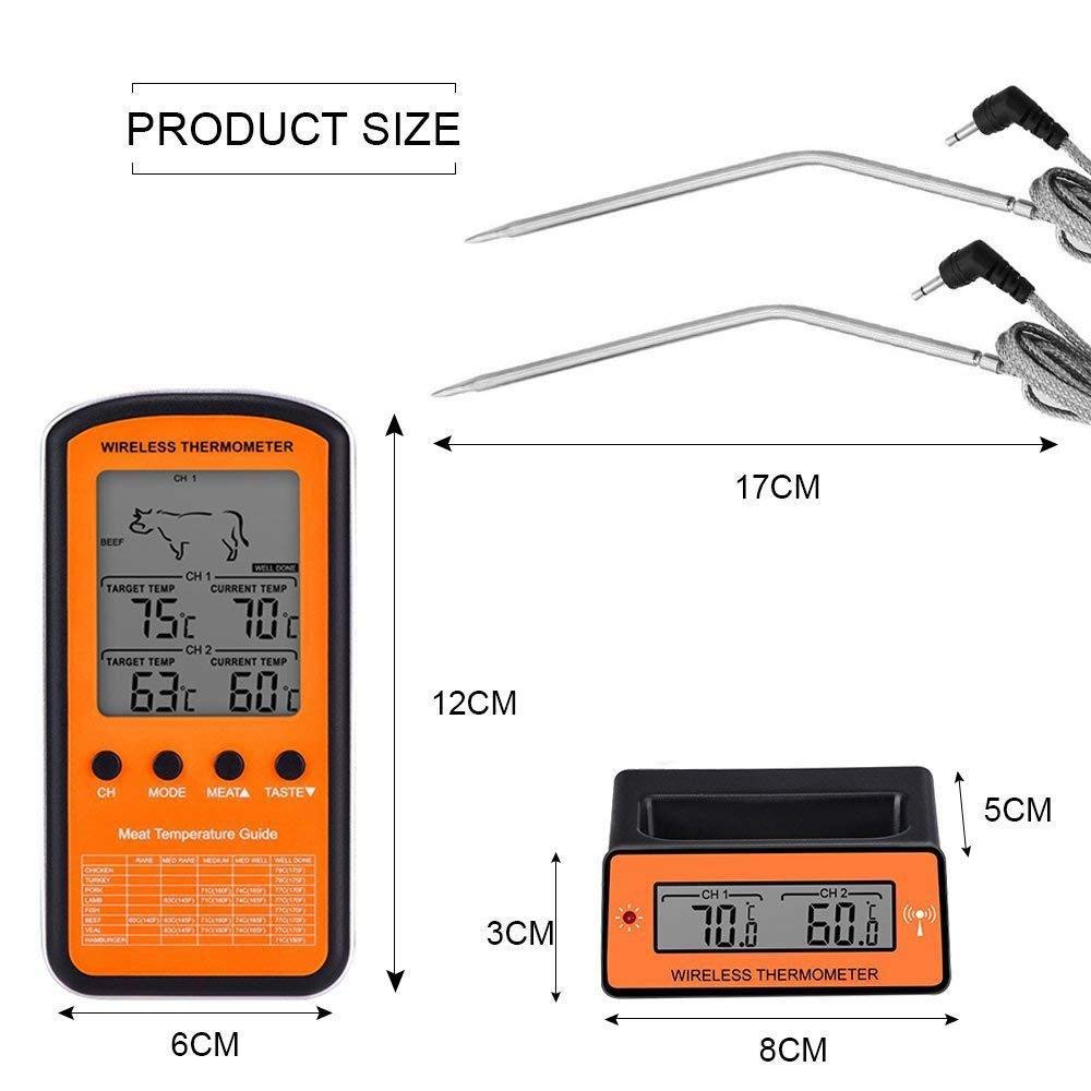 SagaSave Termometro digitale per carne, doppia sonda elettronica, termometro digitale da cucina, per bevande calde, carne, grill, barbecue