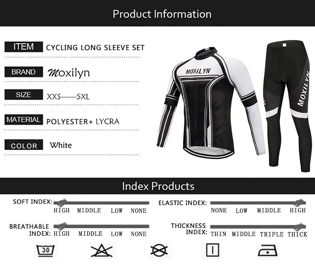 Moxilyn Conjunto Jersey De Ciclismo,Polar Térmico De Invierno Manga Larga,Ropa De Ciclismo,Top De Manga Larga y Pantalones Largos De Johns,Set De Ciclismo Caliente,Cálido ya prueba de viento