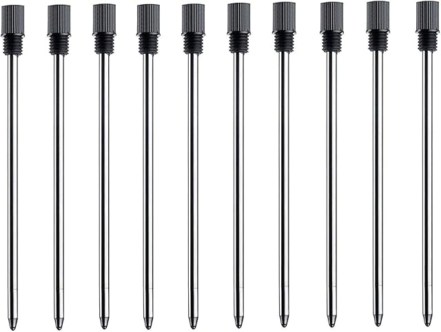 MengRan 2.75'' Ballpoint Pen Refills,Standard D1 Ballpoint Pen Refill (Remove Black Hat),Black Ink,(Pack of 10)