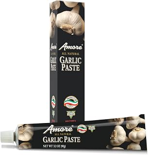 Amore Garlic Paste Tubes, 3.2 oz (Pack of 6) - Concentrated Italian Garlic for Bold Flavor in Every Recipe