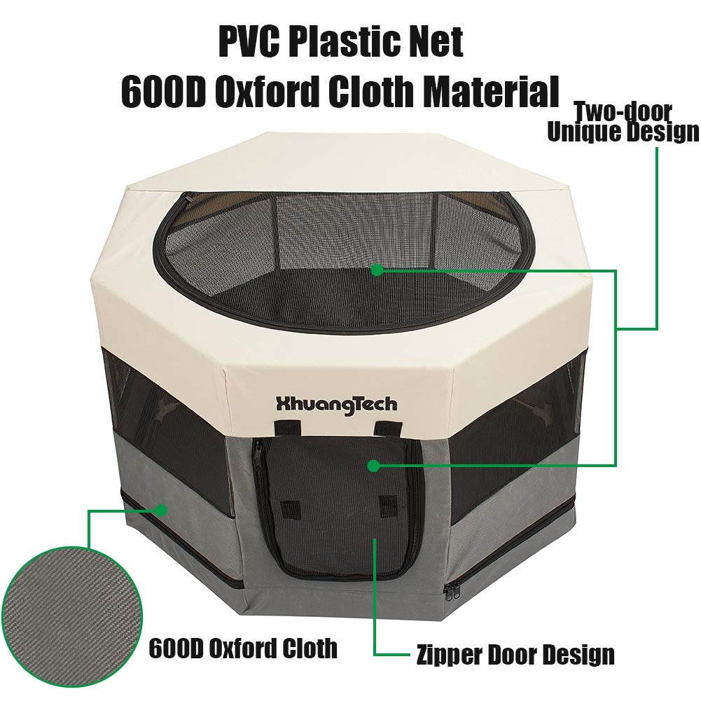 XhuangTech Cage de jeu portable pliable en tissu doux pour animal de compagnie chien, chat, lapin, cochon d'Inde avec cadre en acier pour utilisation intérieure et extérieure (73,7 x 73,7 x 45 cm,