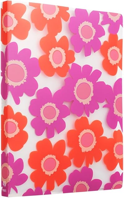 Comix A4 Display Book 40 Pockets Folders with Plastic Sleeves-A526(Red and Pink Flower Cover)