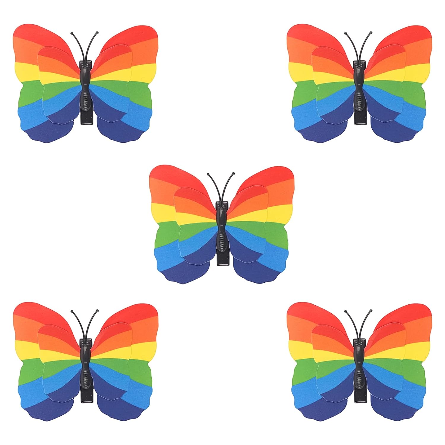 5 Pieces Pride Day Rainbow Butterfly Hair Clip LGBT Pride Hair Pins 4D Butterfly LGBTQ Party Hair Accessories for Women Girls Glitter Pride Parade Decorations Bulk Gift Set