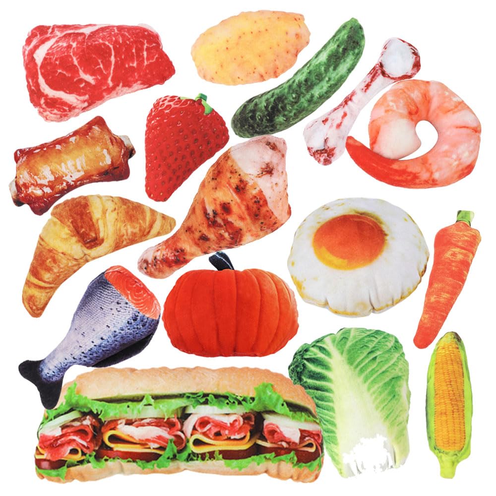 Dbeans Flourithing 16Pcs Dog Toys Looks Like Real Food Dog Toys for Aggressive Chewers Dog Teething Toys for Puppies Cute Puppy Toys