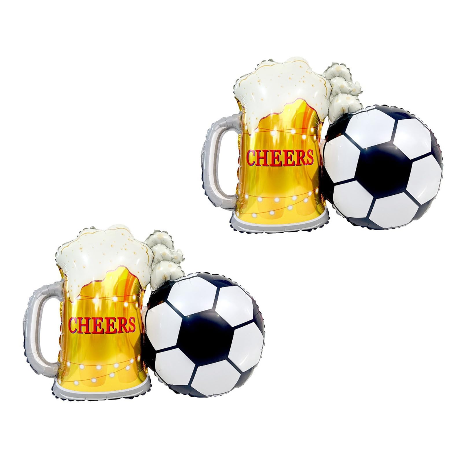 Football Balloons with Beer Mug Design - 2 Pack Large Aluminum Foil Balloons for Adult Football Party Decorations, Sports Bar Decor, World Cup Viewing Party Supplies
