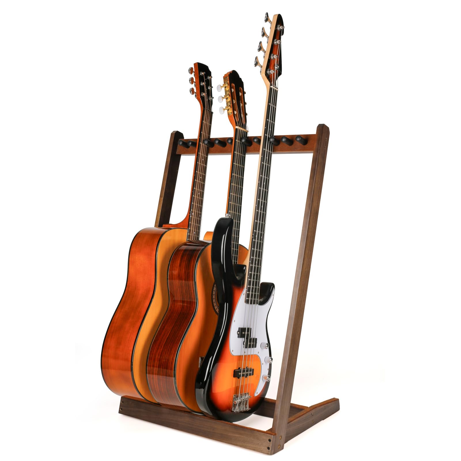 Support Guitare En Bois Pour 5 Instruments - Réglable Avec Fente Médiator - Maison/Studio