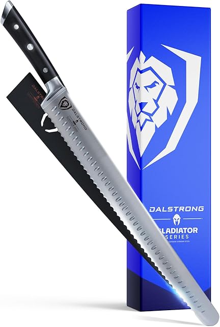 DALSTRONG Extra-Long Serrated Slicing & Carving Knife - 14 inch - Gladiator Series Elite - High Carbon German Steel - w/Sheath - NSF Certified