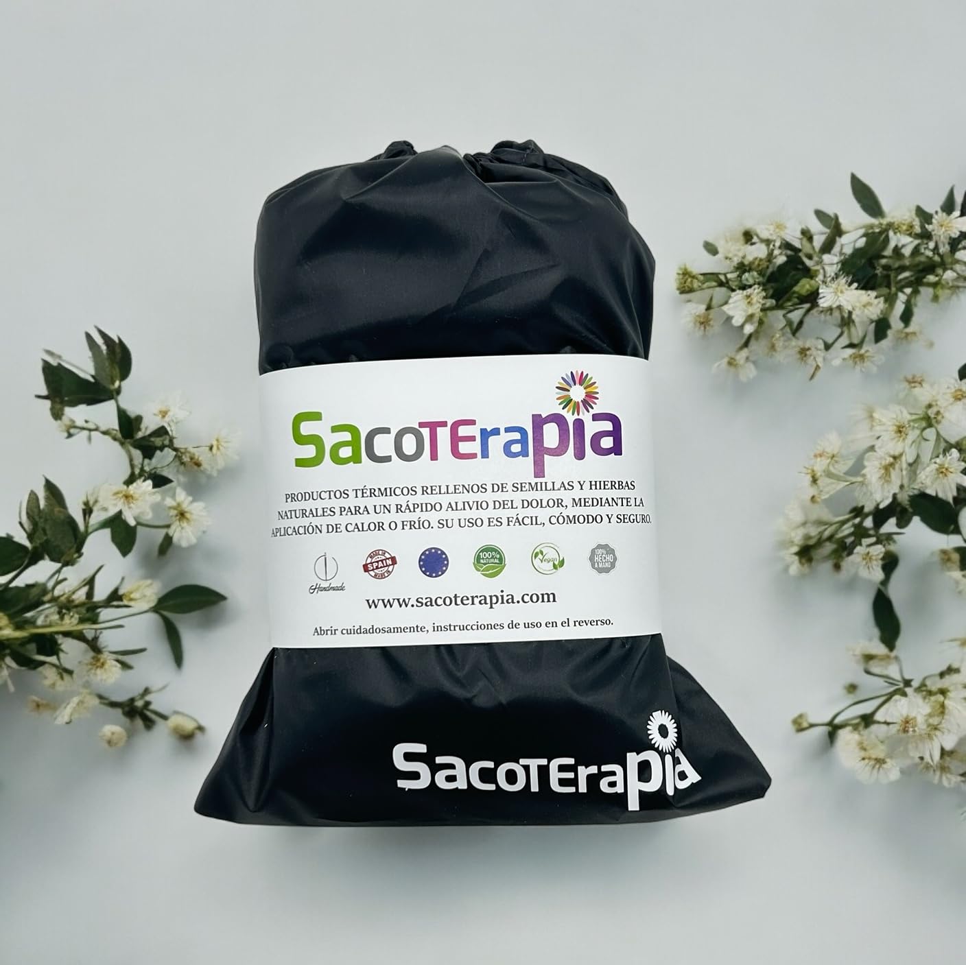 Saco Térmico de Semillas para Microondas - 45 x 15 cm - Doble Uso Frío o Calor - Alivio Natural para Cólicos y Dolor Muscular - Relleno de Trigo y Lavanda - Estampado Fresas - SACOTERAPIA