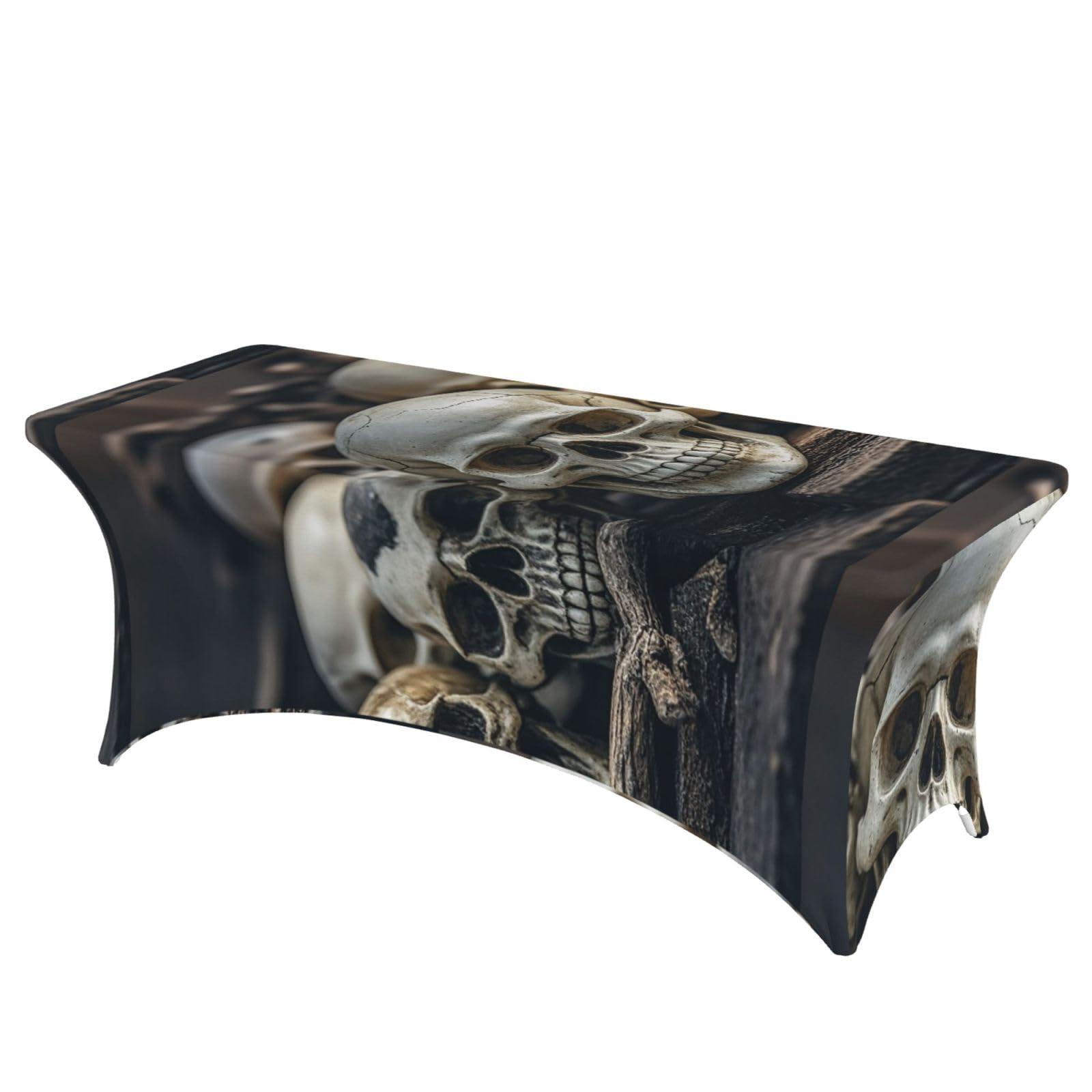 LMNGH Skulls Decorative Tablecloth Protector for Wedding, Banquet & Parties6FT Spandex Rectangle Tablecloths, Stretch Washable Table Cloth Wrinkle Free Patio Table Cover