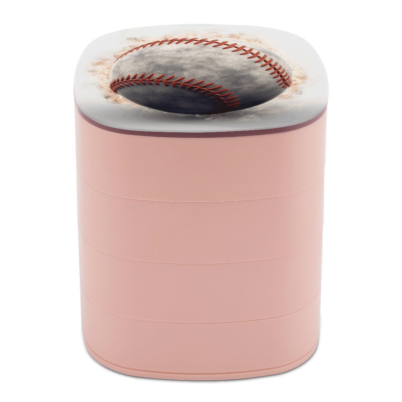 FekiLoot Baseball Jewelry Box 4-Layers Rotatable Jewelry Organizer Storage Box with Mirror Cute Travel Jewelry Case Portable Earring Holder Organizer for Ring Necklace Bracelet
