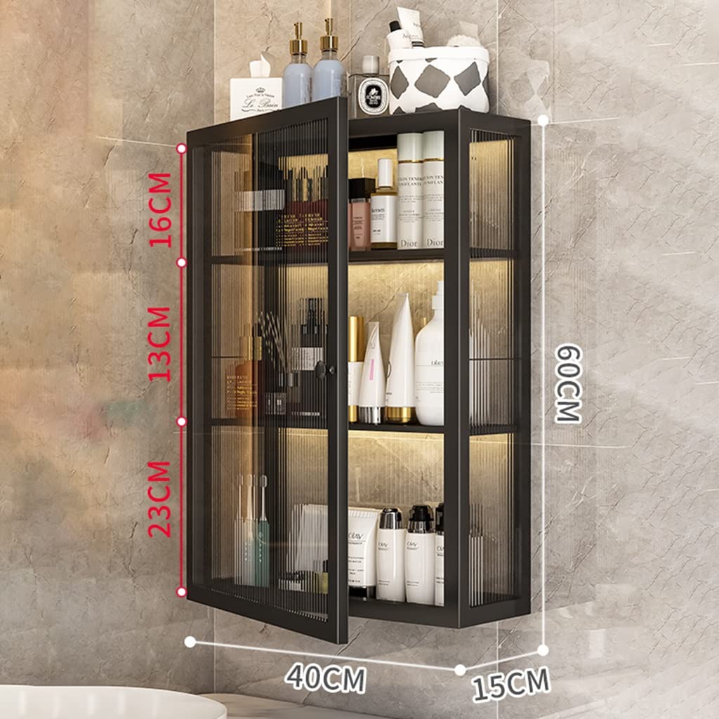 Schwarzer Badezimmer-Medizinschrank Mit Spiegel – 43,2 X 68,2 Cm, Metallrahmen, Verstellbare Regale, Zum Einbau Oder Wandmontage