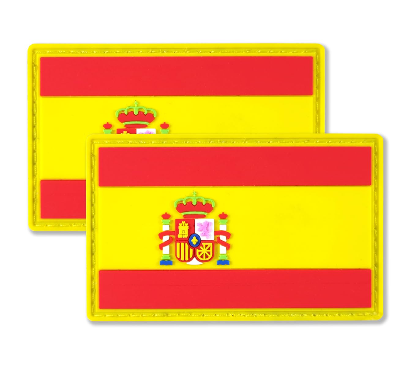 QQSD Spain Flag Patch Spanish Tactical Military Patches - PVC Hook and Loop Fastener, 2 Pack