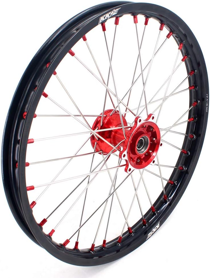 KKE 21-19 Cast Hubs For CRF250R 2014-2023 /CRF450R 2013-2023 /CRF450L 2019-2023 CRF450RL MX Wheels Rims Red Alloy Nipples