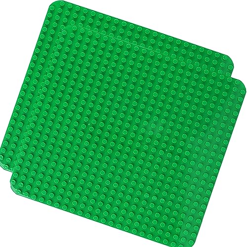 2 Große Bauplatte Kompatibel mit Lego Duplo Platten,38.4 * 38.4cm Classic Grundplatte mit 24 x 24 Noppen für Duplo Steine,Konstruktionsspielzeug für Kleinkinder,Mädchen und Jungen, Grün