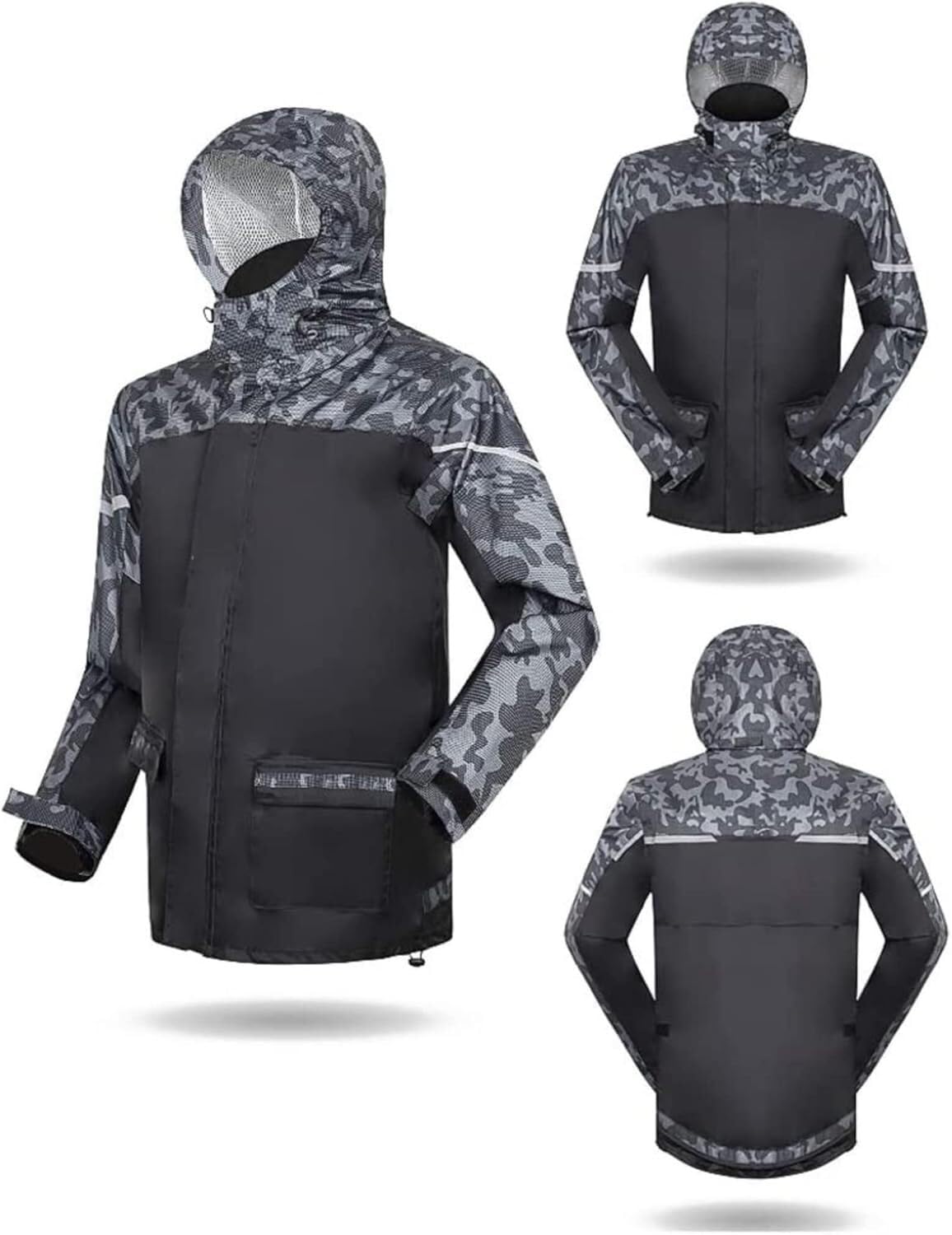 VUIKLCty Raincoat Lightweight Hooded Rainproof Jacket Windbreaker; Waterproof Raincoat Set Fishing Camping Raincoat With Pants(L)