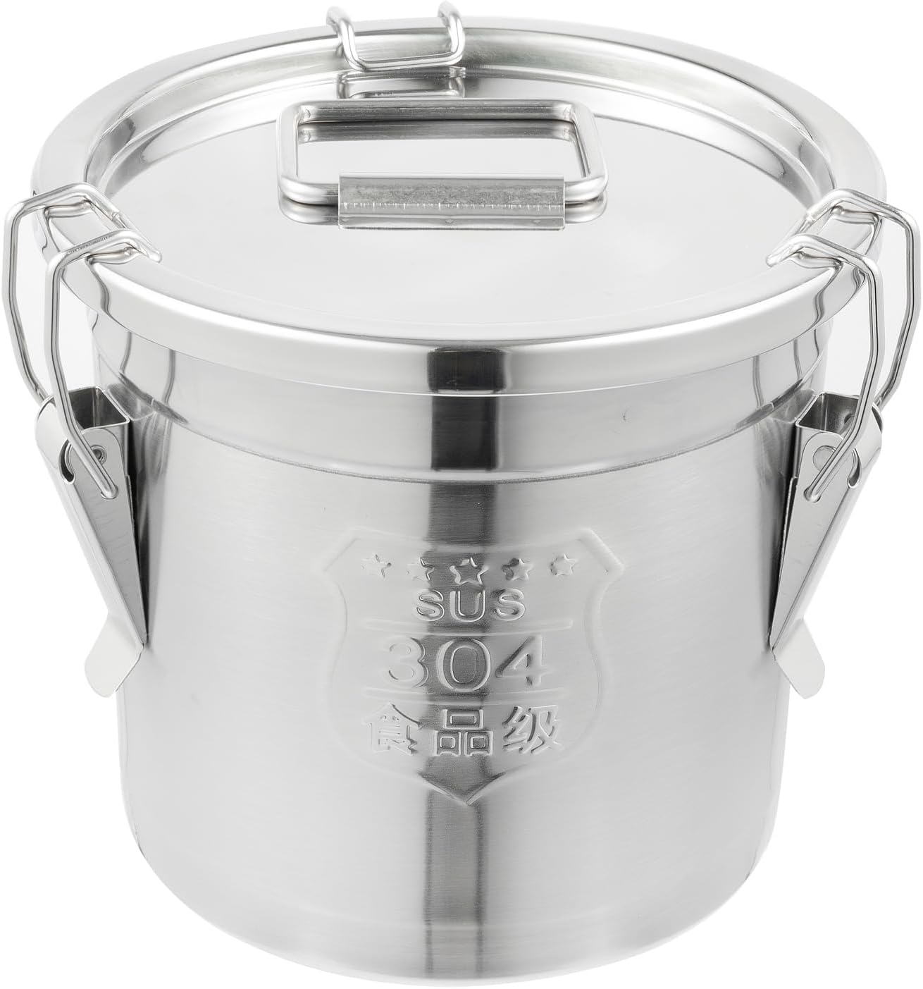 DYNAMI 304 Stainless Steel Containers With Lid,202oz Airtight Flour Container for Kitchen,5-10lbs Metal Airtight Canisters Milk Jug Coffee Bean Cookies Canisters w/Locking Clamp (6L/1.6Gal) - Thumbnail 3