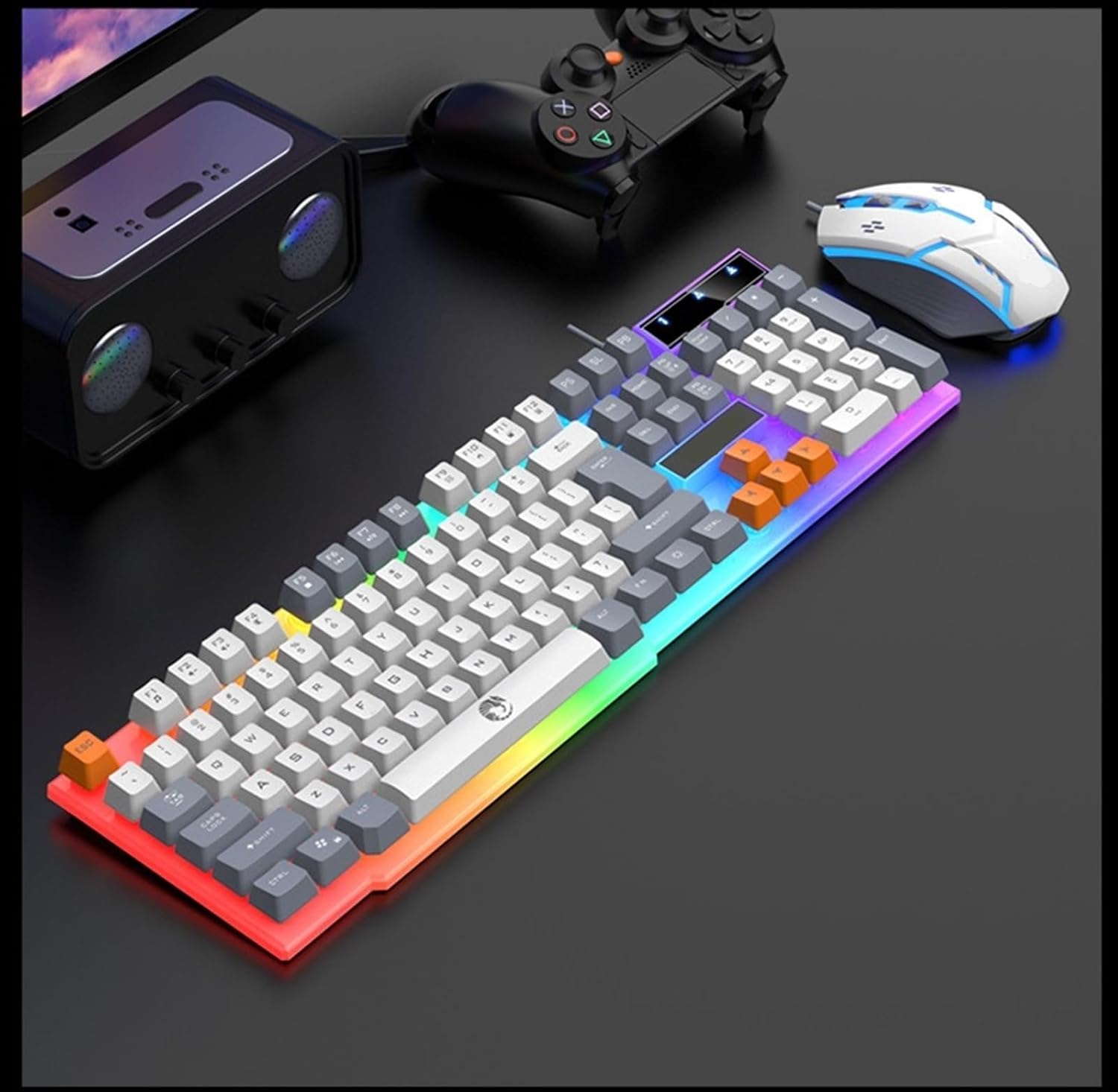 キーボード マウスセット LEDバックライト付きUSBコード付きメカニカルフィーリングマルチメディアPCゲーミングキーボードマウスコ
