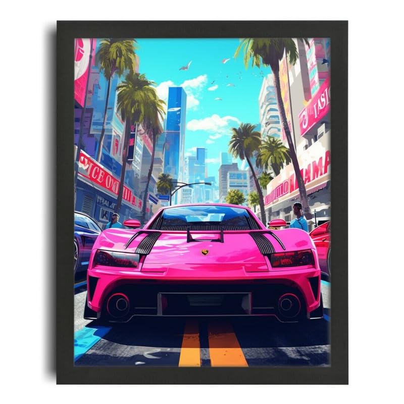 GTA VI Vice City Poster GTA Wall Art For Gaming Room GTA Print Gamer Gift Poster A4 - Décoration...