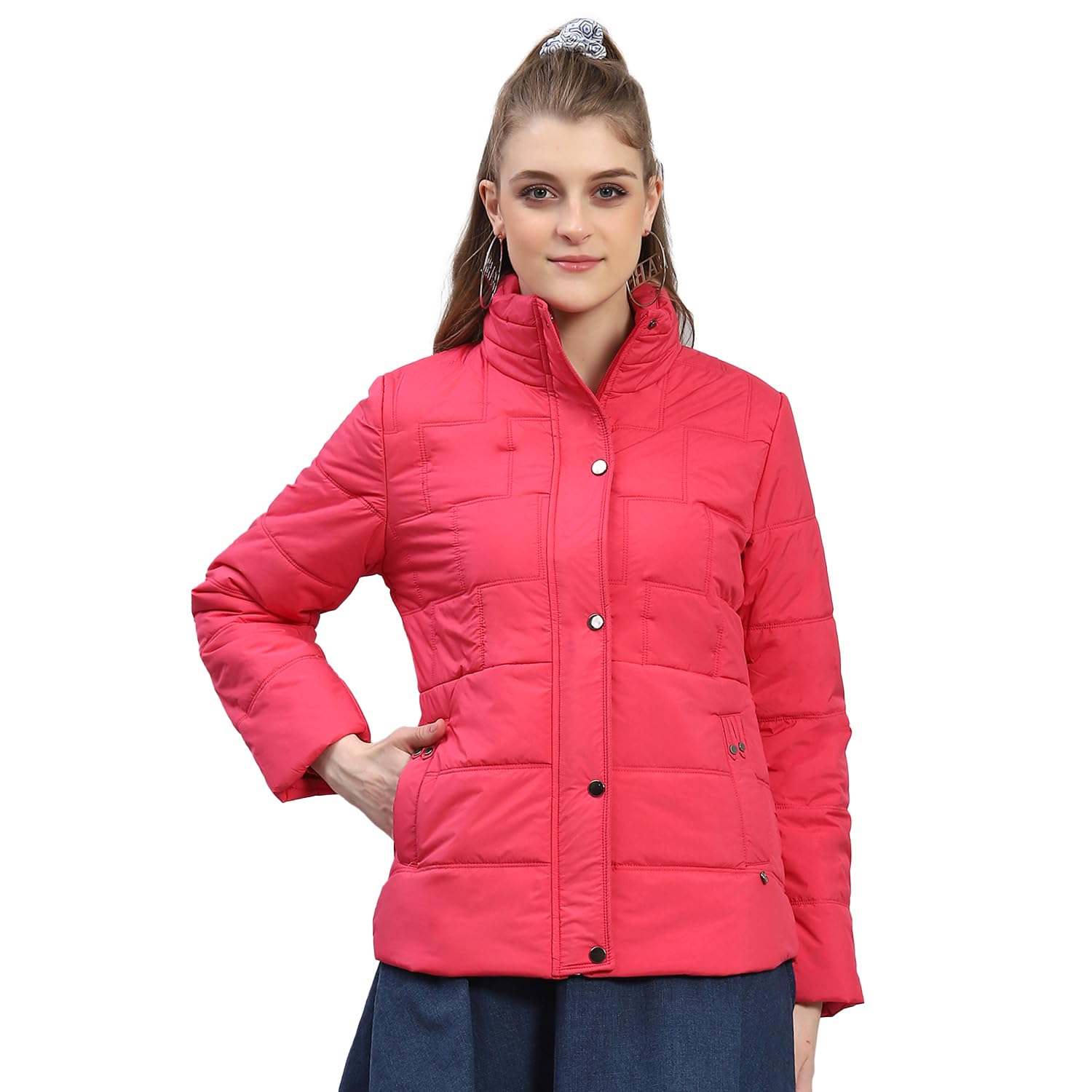 monte carlo Womens Solid Full Sleeve Stand Collar Casual Jacket (223062596)-picture-43