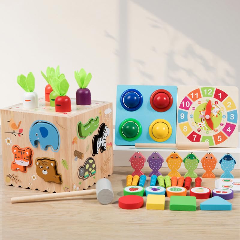 Tenone 8-in-1 Montessori Wooden Activity Cube, Educational Wooden Learning, Kids Busy Toys for Early Development - Image 3