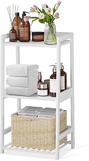 3 Tier Bamboo Bathroom Shelves, Ladder Shelf for Storage, Rustic Home Or...