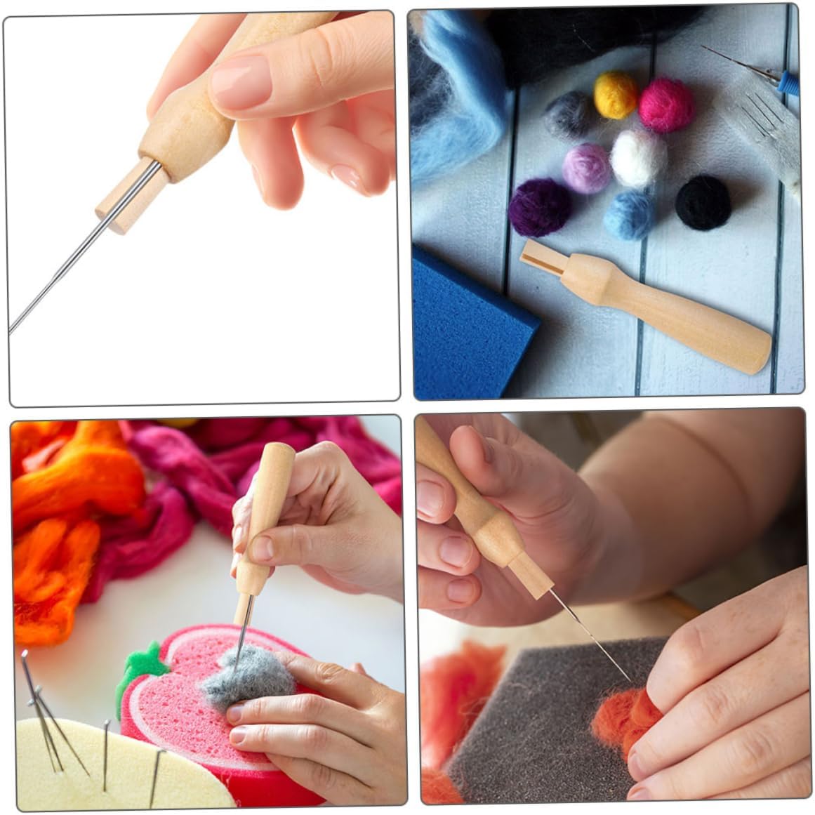 DIYEAH 6pcs Handmade Needle Felting Tools Handles Wooden Felting Needles Handles Ergonomic Design for Comfortable Grip for