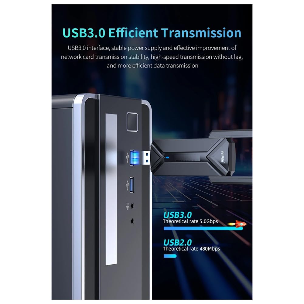 Adaptador USB WiFi7 BE6500 Tarjeta WiFi 5G 6G USB3.0 Tarjeta de Red Inalámbrica USB WiFi 7 Adaptador AX5400 para PC Portátil