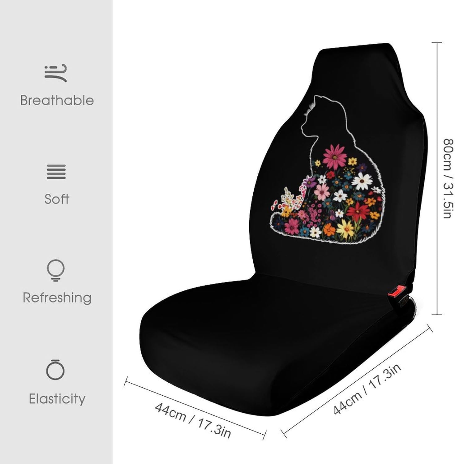 Cat Flowers Car Seat Covers Universal Car Front Seats Protector Auto Interior Accessories 1PCS