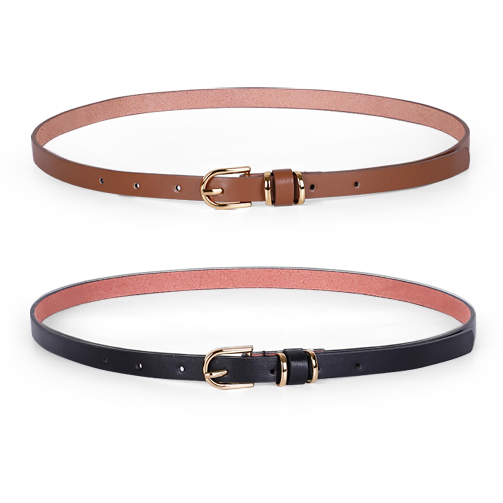 jasgood Women's Skinny PU Leather Belt Solid Color Fashion Thin Waist Belt with Gold Buckle for Jeans Pants 1/2 Width-picture-48