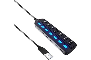 ONFINIO 7-Port USB Hub with Individual On/Off LED Switches