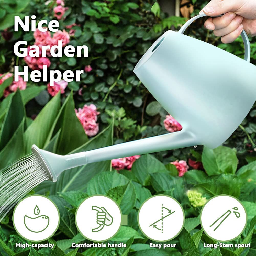 LOYUYU 1.8L Plastic Watering Can Small Lightweight Cute Indoor Outdoor Garden Plants, Watering Can with Shower Head Dark Green - Image 3