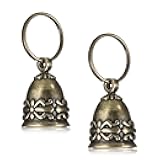 Apojgitn 2Pcs Copper Collar Bell for Small Pet, Retro Brass Dog Bells with 2 KeyringClear Sound Vintage Copper Collar Charms Pendant for Dogs & Cats Tracking Anti Lost