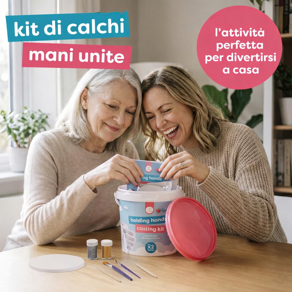 chuckle - Set di impronte digitali 3D per coppie, mani in gesso, regalo di coppia per anniversario, non tossico e semplice con colore oro