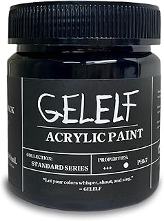 Acrylic Paint for Gel Plate Printing Perfect Transfer Acrylic Paint Gel Printing Supplies, Lamp Black, Opaque 280mL, 9.5-oz