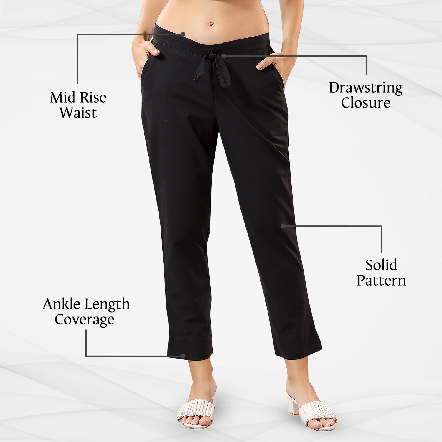 TRASA Ultra Soft Cotton Regular and Plus 8 Colour Cotton Pants for Womens and Girls, Black - 4XL - Image 3 thumbnail