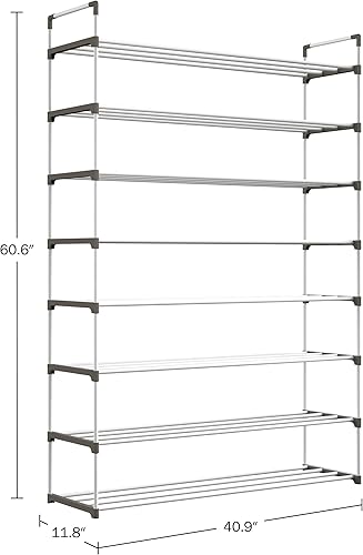 Miniatura 3 de Home-Complete - Zapatero de 8 niveles para armario, baño, entrada, estante con capacidad para 40 pares de tenis, tacones y botas (blanco)