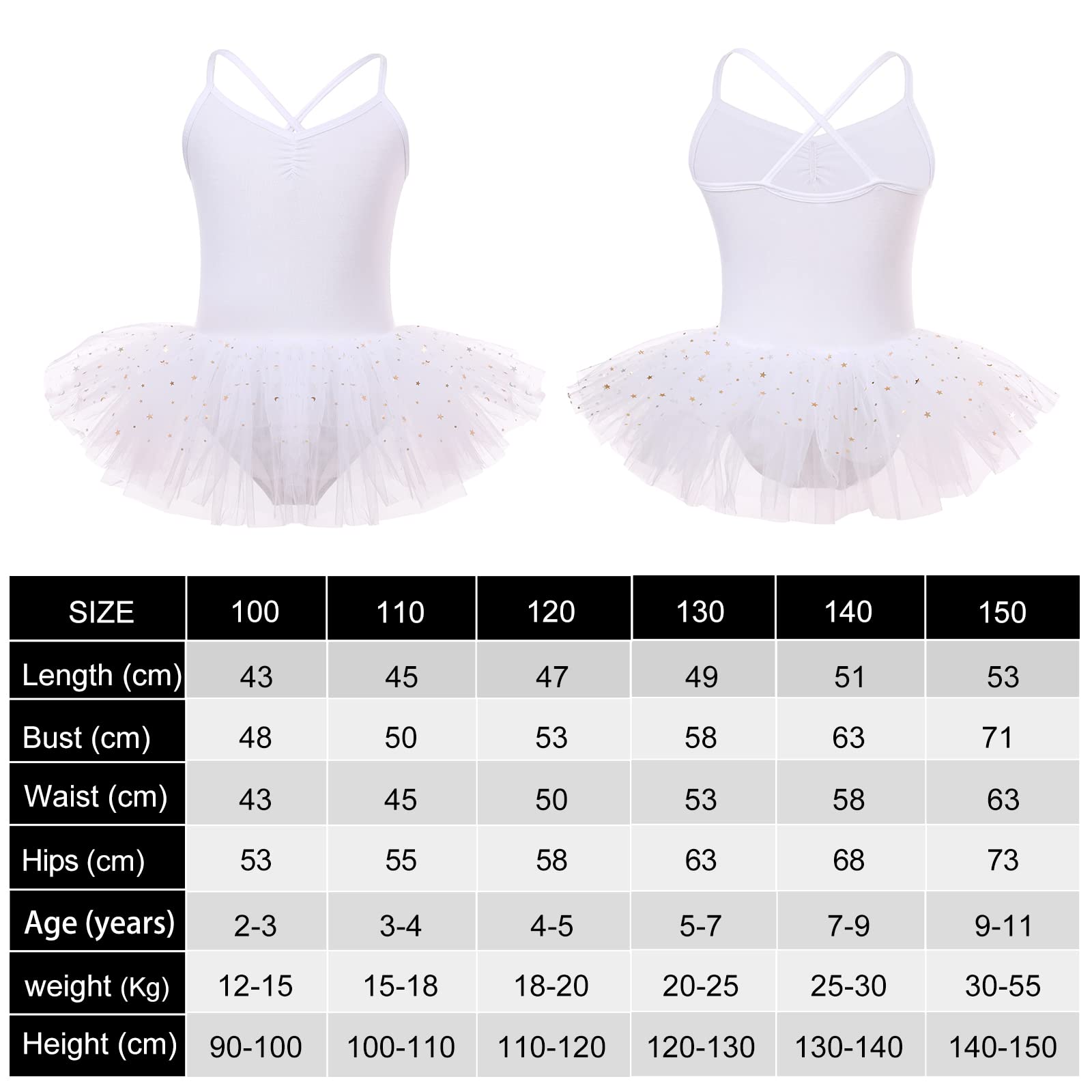 Bezioner Maillot de Danza Tutú Vestido de Ballet sin Mangas Gimnasia Leotardos Algodón Body Clásico para Niñas