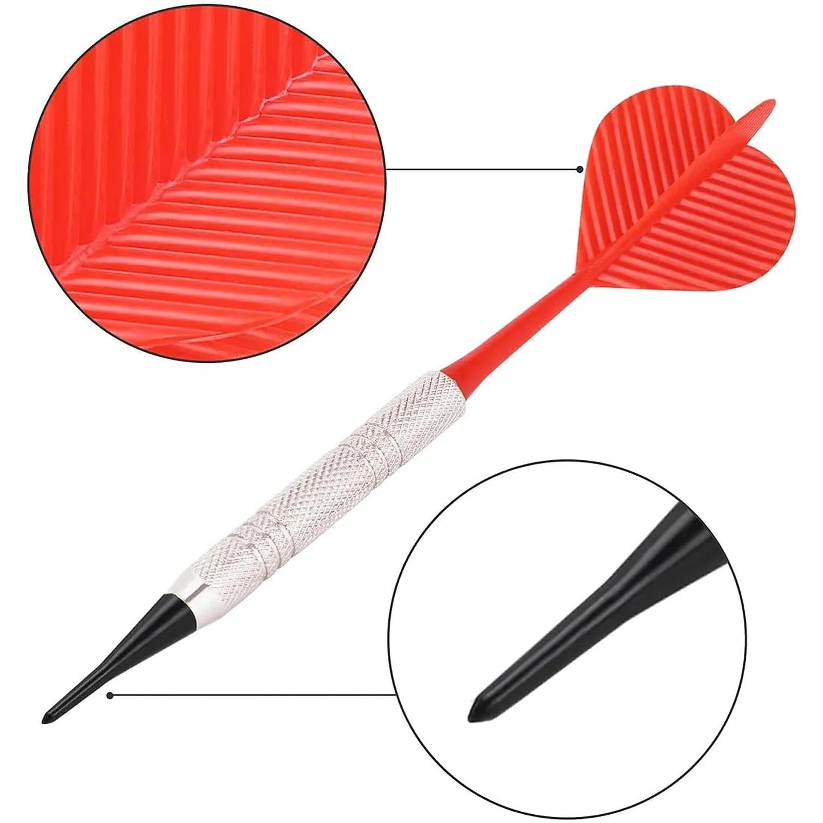 Dardos con Punta de plástico, Juego de 12 Dardos Blandos con 36 Puntas de plástico para Diana electrónica Plástica para Principiantes y Entrenamiento Avanzado