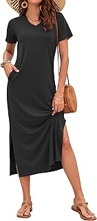 Women Summer Maxi Dresses 2026 Casual Short Sleeve Long T Shirt Dress Sp...