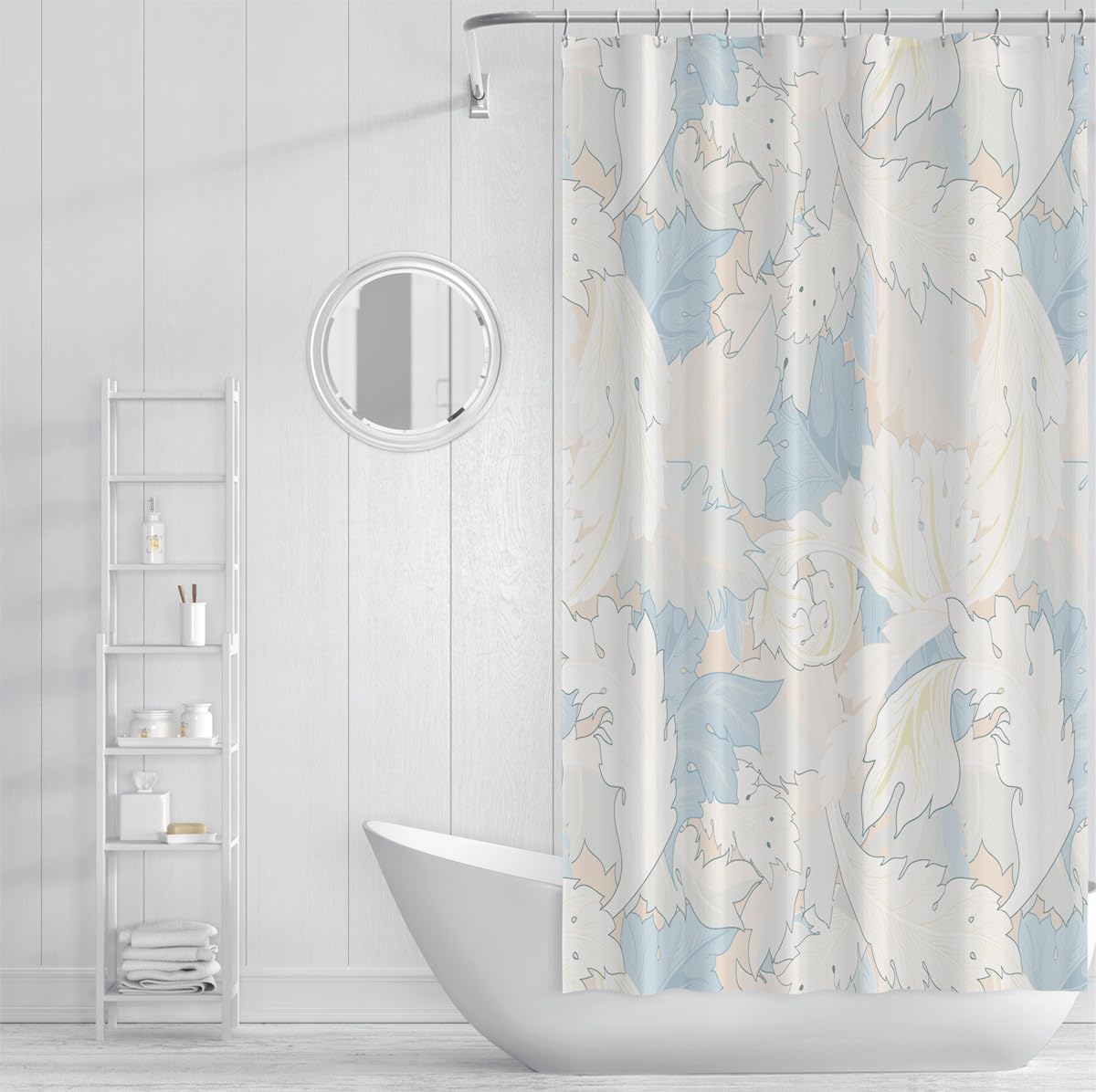 Cortina de Ducha Estilo Morris Acanto Crema Azul 150x200cm