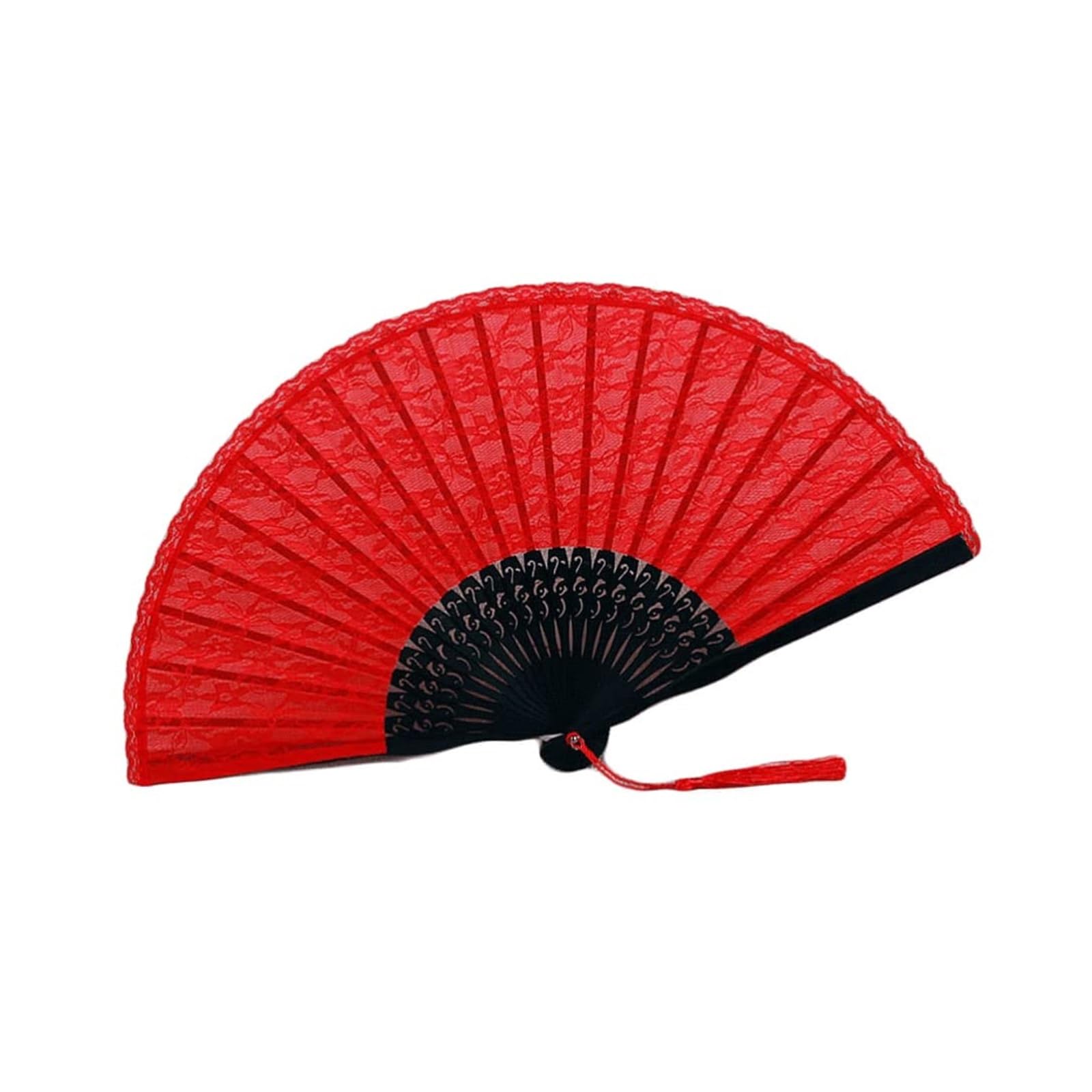 Folding Fans Chinese Folding Fan Lace Folding Handheld Fan EmbroideRood Hand Fan with for Wedding Decoration Dancing Party Gift Decorative(Color:Roze) (Rood one size)
