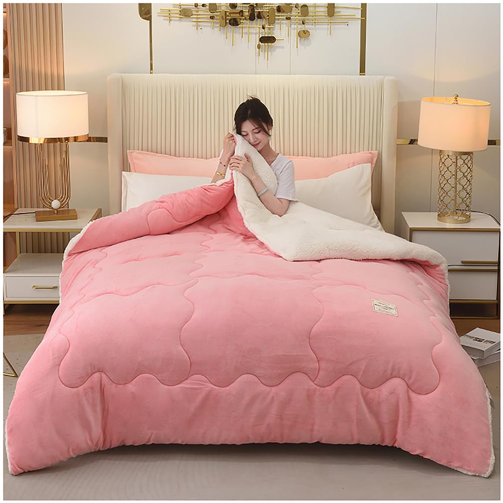 Couette gonflant d'hiver en sherpa épais rose pour grand lit