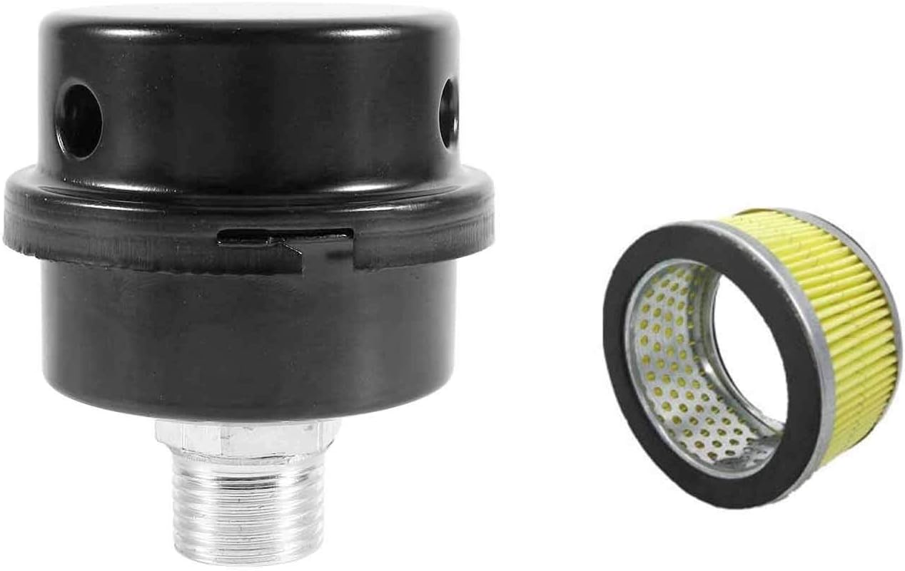 Pack of 5 Air Compressor Silencers, Black Metal Filter Silencer, Air