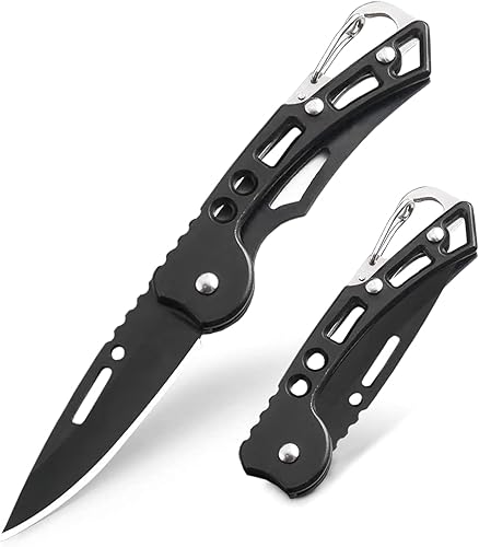 QZL Cuchillo de bolsillo EDC para hombre pequeño llavero plegable con clip cortador de acero inoxidable para mujer cuchillos de bolsillo para
