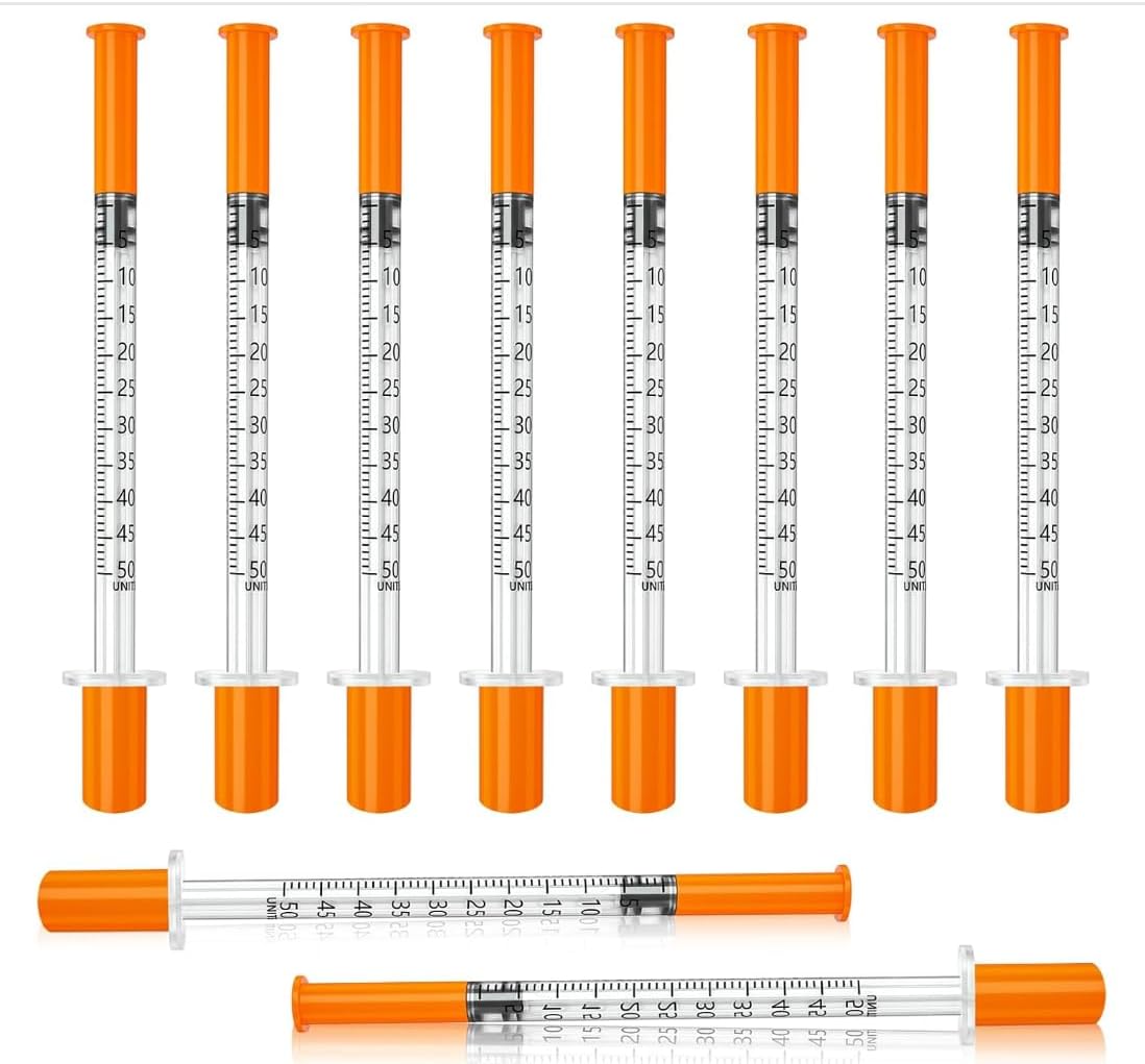 Seringe insulin, 31G 1ml/cc 1/4" (6mm) syring, Individually Packed, Smooth & Comfortable, Pack of 100