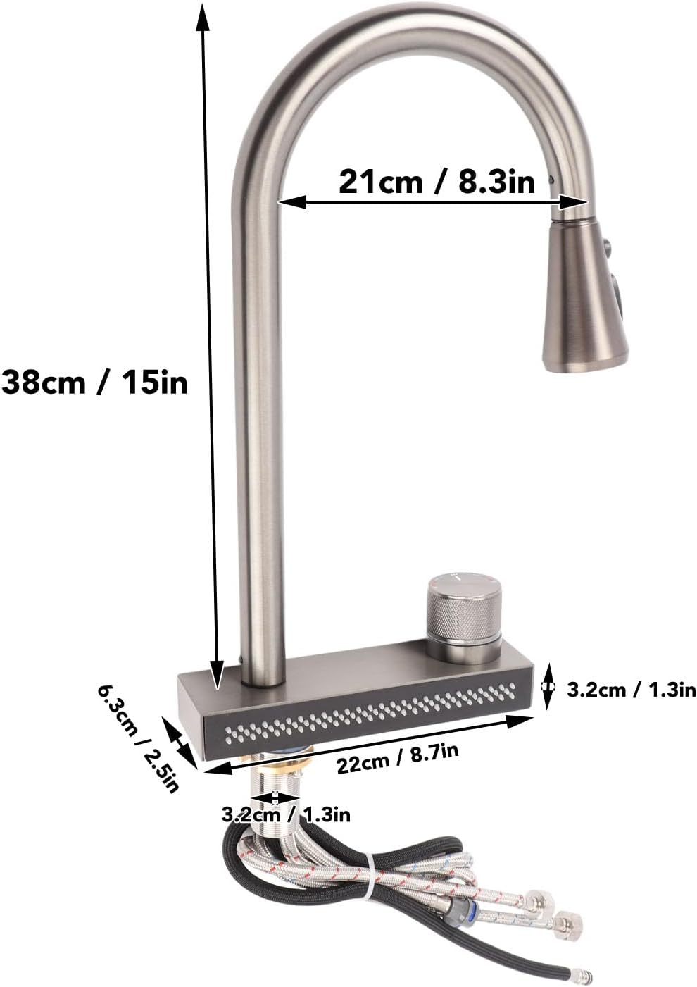 Luqeeg Flying Rain Faucet, Kitchen Waterfall Faucet, Pull Out Type, Stainless Steel, Brushed